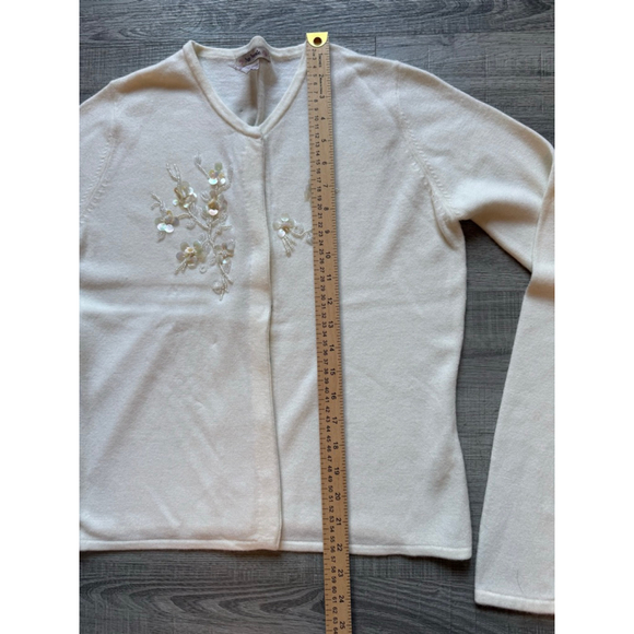 Vintage Free People Snap Cardigan Cream Sz Large Beaded Embellishments Rare Find - Picture 7 of 7